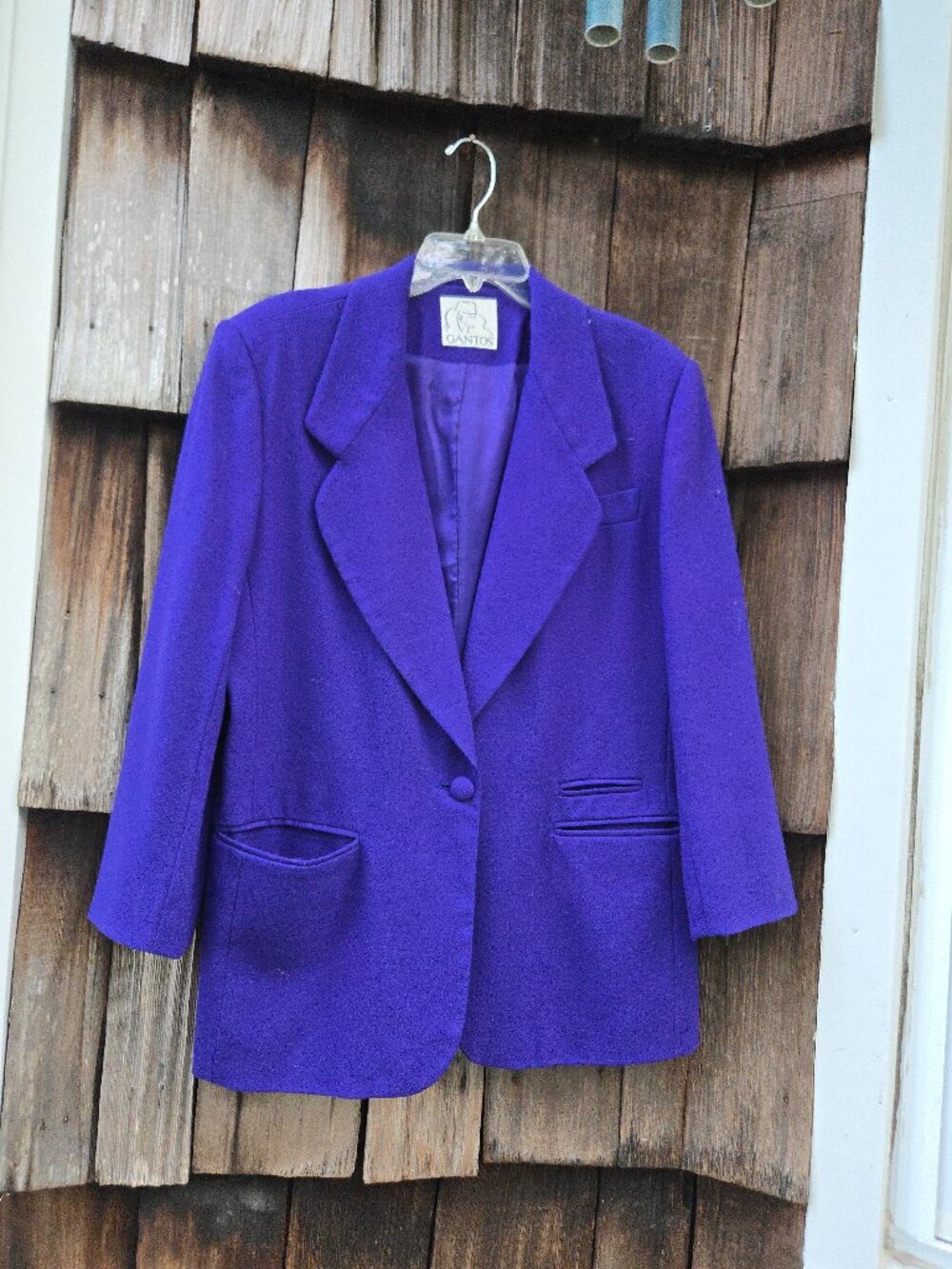 💜Vintage Gantos 100% Wool Royal Purple-Blue Blazer Jacket (Size 12)